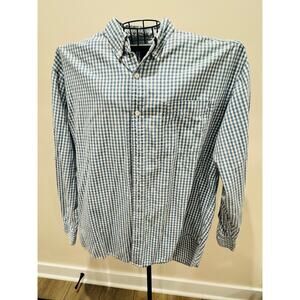 County Seat Mens XL Blue Gingham Button Down Shirt 100% Cotton Spring